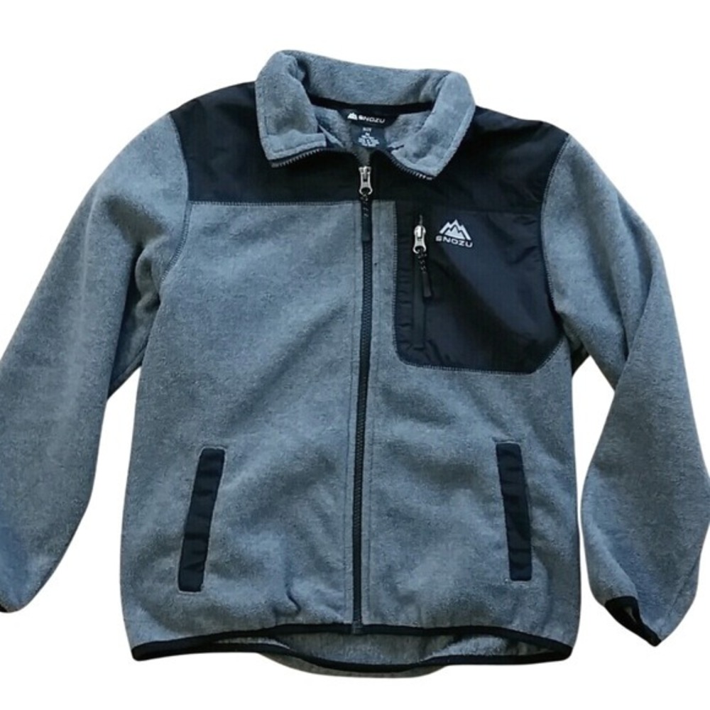 Snozu Boys 10-12 Medium Grey & Black Fleece Zip Jacket